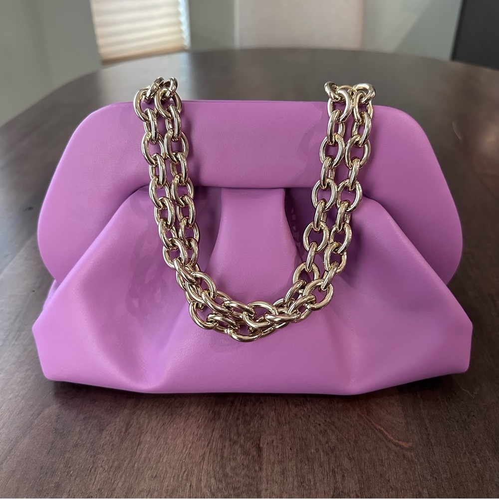 Themoirè Coffee Lavender Tia Clutch Bag - Themoire Purse Made in Italy $420